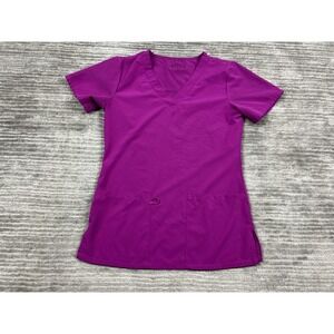 4Flex Scrub Top Shirt Womens XS Pink Stretch Short Sleeve Medical Uniform